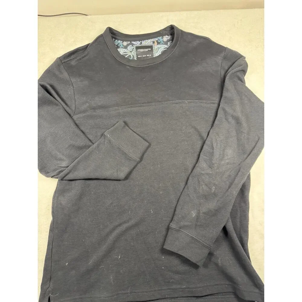 Denim & Flower Ricky Singh Mens M Black Textured Long Sleeve Crewneck